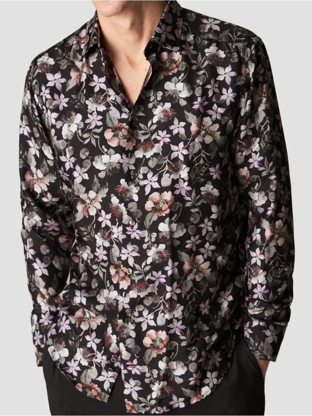 ETON Slim Twill Silk Floral Shirt